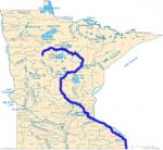 map of route taken by canoe across Minnesota