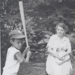 young Lew Blaustein at the plate