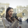 Woman with a megaphone