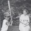 young Lew Blaustein at the plate